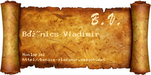Bénics Vladimir névjegykártya
